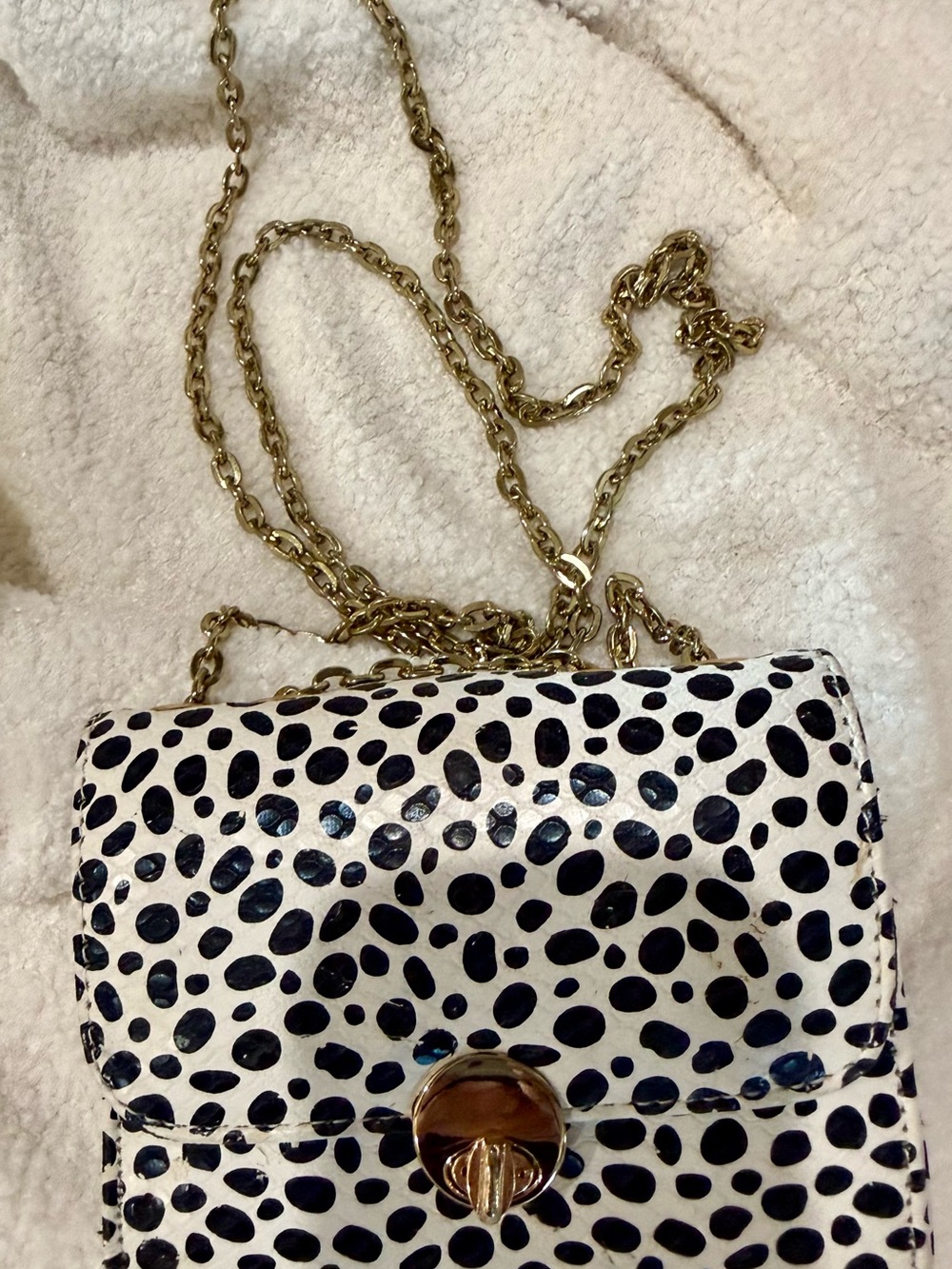 Cheetah Spotted Crossbody Bag with Gold Chain